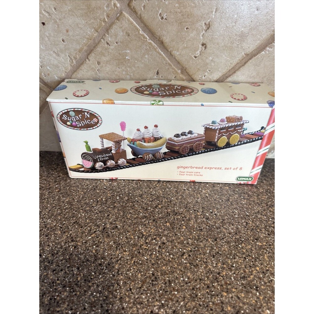 Lemax Sugar 'N Spice Gingerbread Express Train Set of 8 Christmas Village 43424